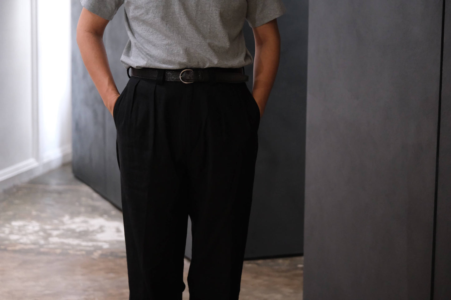 2027SS受注商品COHÉRENCE/NICOLAS/LINEN/COTTON CHEVRON/BLACK