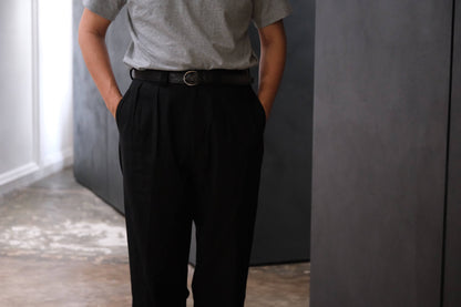 2027SS受注商品COHÉRENCE/NICOLAS/LINEN/COTTON CHEVRON/BLACK