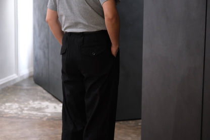 2027SS受注商品COHÉRENCE/NICOLAS/LINEN/COTTON CHEVRON/BLACK