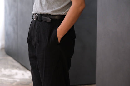 2027SS受注商品COHÉRENCE/NICOLAS/LINEN/COTTON CHEVRON/BLACK