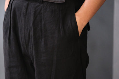 2027SS受注商品COHÉRENCE/NICOLAS/LINEN/COTTON CHEVRON/BLACK