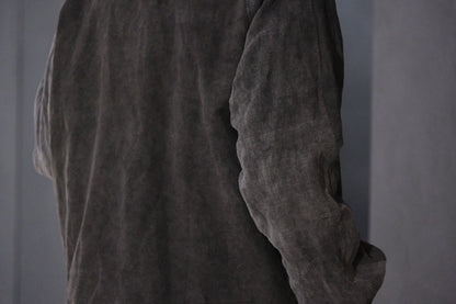 【受注商品】wright. / No-coller coach jacket (Hight density nylon taffeta coating / European vintage linen Sumi ink dye )