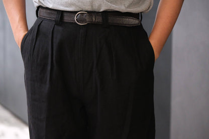 2027SS受注商品COHÉRENCE/NICOLAS/LINEN/COTTON CHEVRON/BLACK