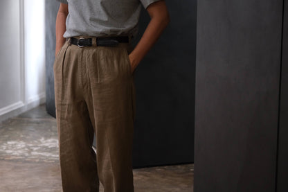 2027SS受注商品 COHÉRENCE/NICOLAS/LINEN/COTTON CHEVRON/BROWN