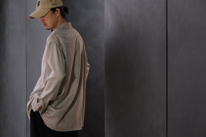 nonnotte/Minimum Shawl Collar Oversized Shirt/Wool/Silk Ghost Plaid