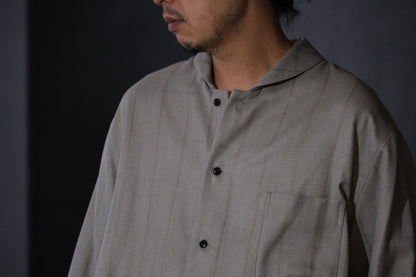 nonnotte/Minimum Shawl Collar Oversized Shirt/Wool/Silk Ghost Plaid