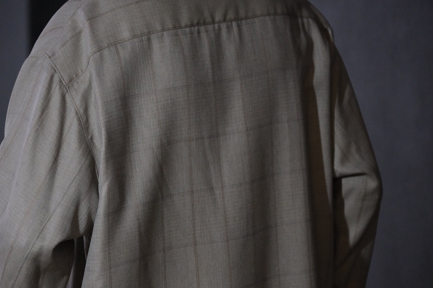 nonnotte/Minimum Shawl Collar Oversized Shirt/Wool/Silk Ghost Plaid