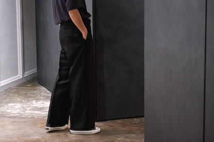 nonnotte/Draw Cord Wide Straight Trousers/Lineon