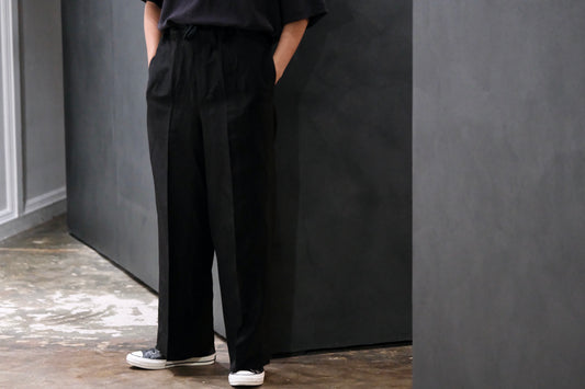 nonnotte/Draw Cord Wide Straight Trousers/Lineon