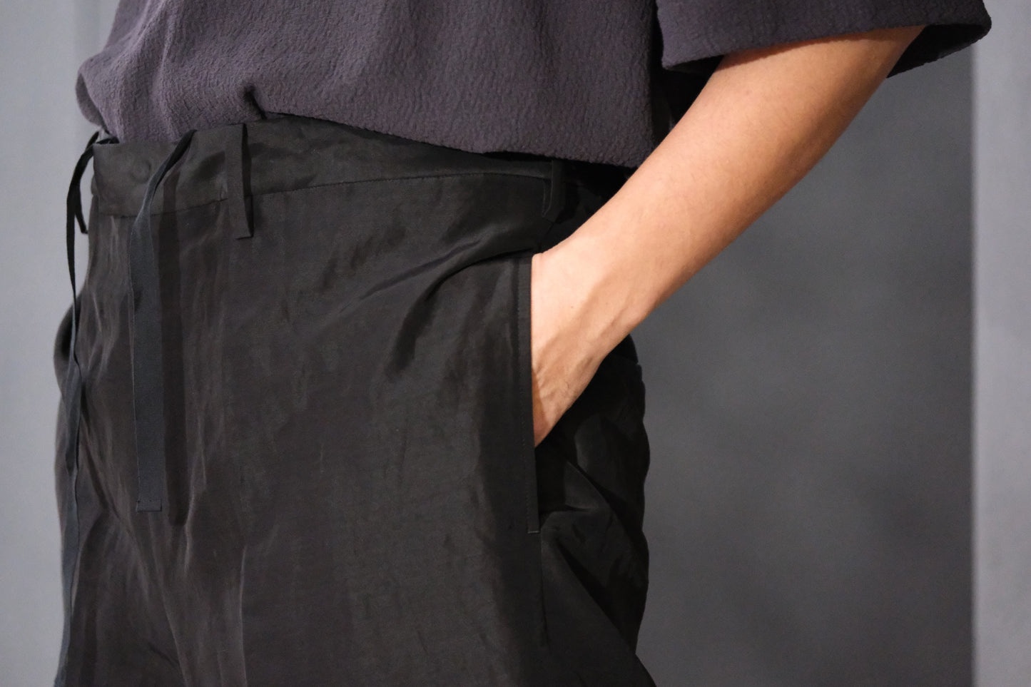 nonnotte/Draw Cord Wide Straight Trousers/Lineon