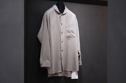 nonnotte/Minimum Shawl Collar Oversized Shirt/Wool/Silk Ghost Plaid