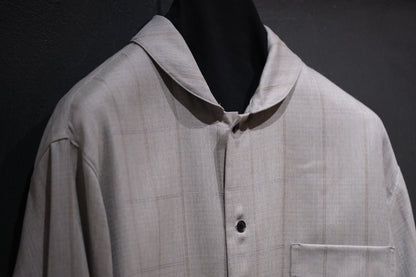 nonnotte/Minimum Shawl Collar Oversized Shirt/Wool/Silk Ghost Plaid