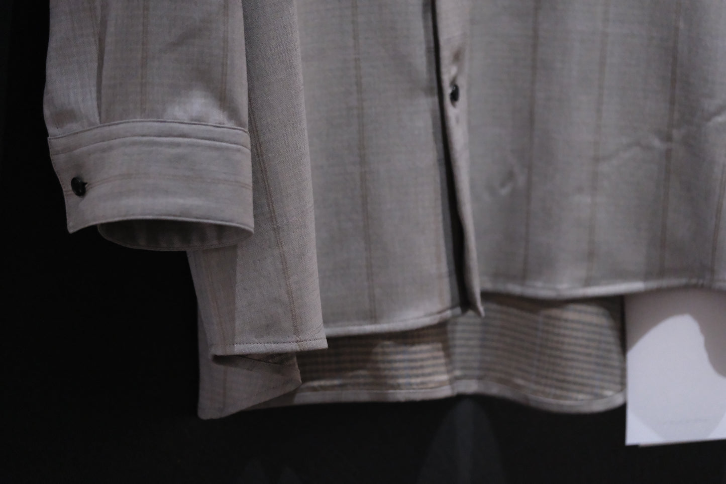 nonnotte/Minimum Shawl Collar Oversized Shirt/Wool/Silk Ghost Plaid