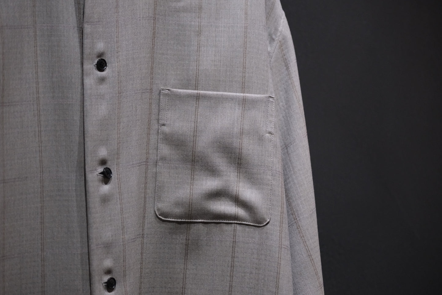 nonnotte/Minimum Shawl Collar Oversized Shirt/Wool/Silk Ghost Plaid