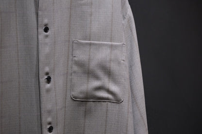 nonnotte/Minimum Shawl Collar Oversized Shirt/Wool/Silk Ghost Plaid