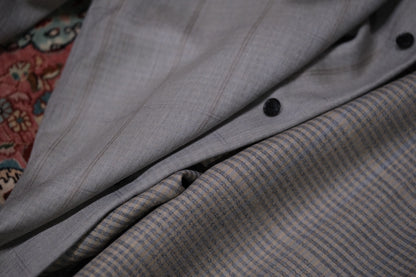 nonnotte/Minimum Shawl Collar Oversized Shirt/Wool/Silk Ghost Plaid