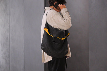 Chez VIDALENC × Marlène Coudeville  /  BAG GIPSY XL /  ANCIENT LINEN BLACK