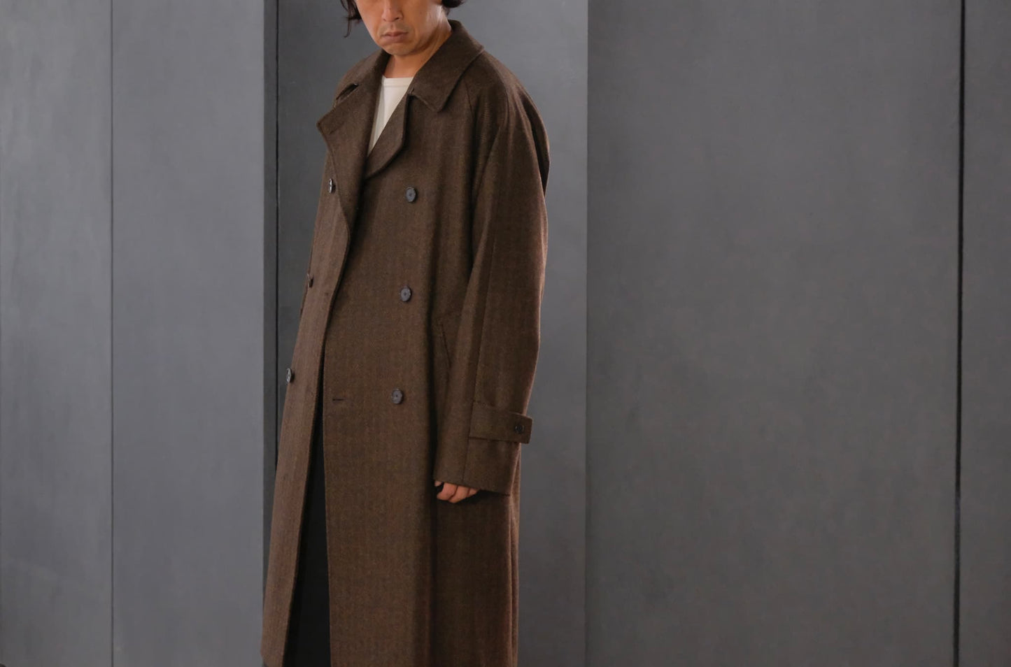 COHÉRENCE / Mod.FOUFOU Ⅱ / CHEVRON TWEED JERSEY / BROWN