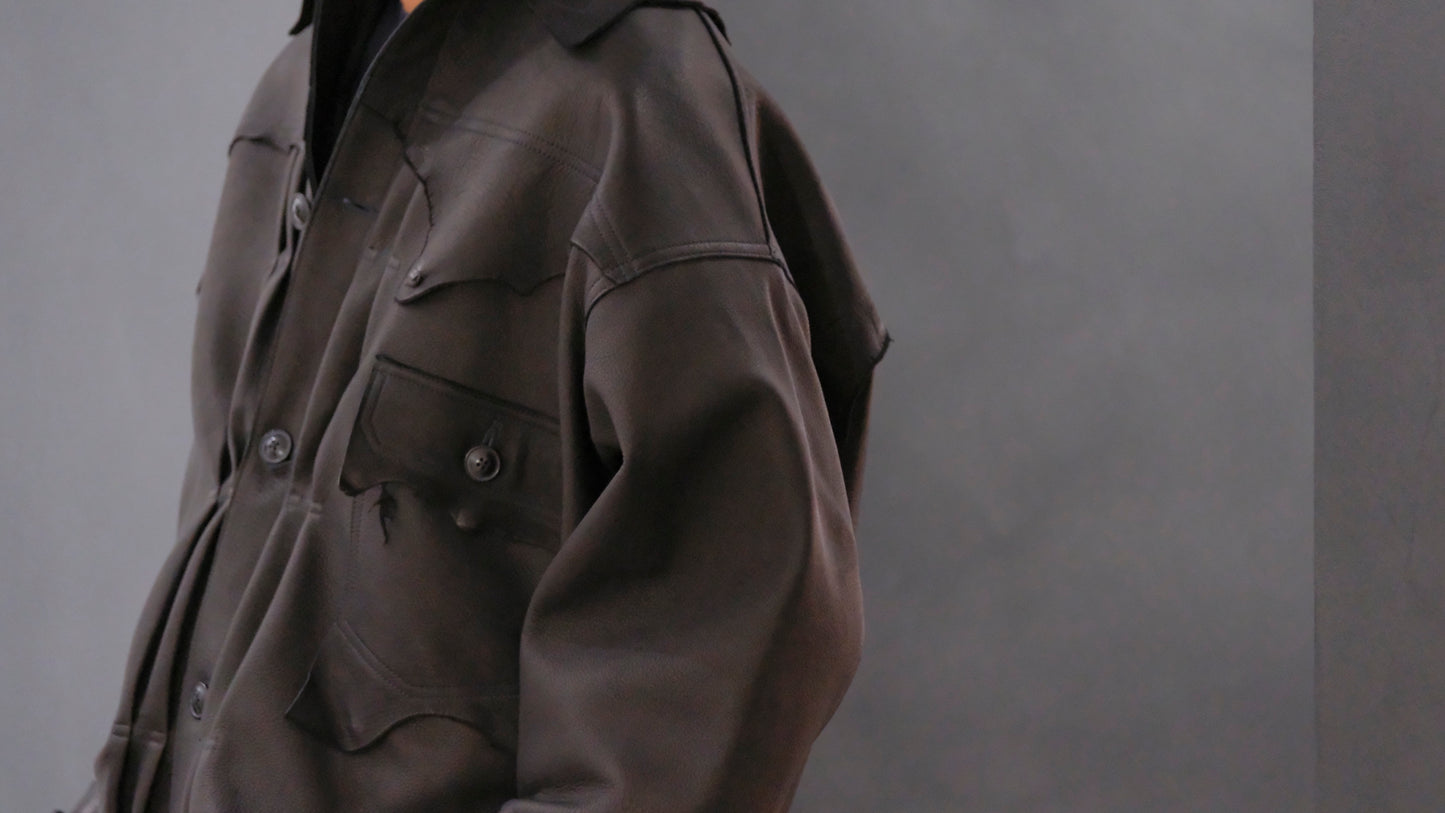 GOODKARMA DEVELOPMENT / Leather Blouse”DAVE”  DEERSKIN / (Black)