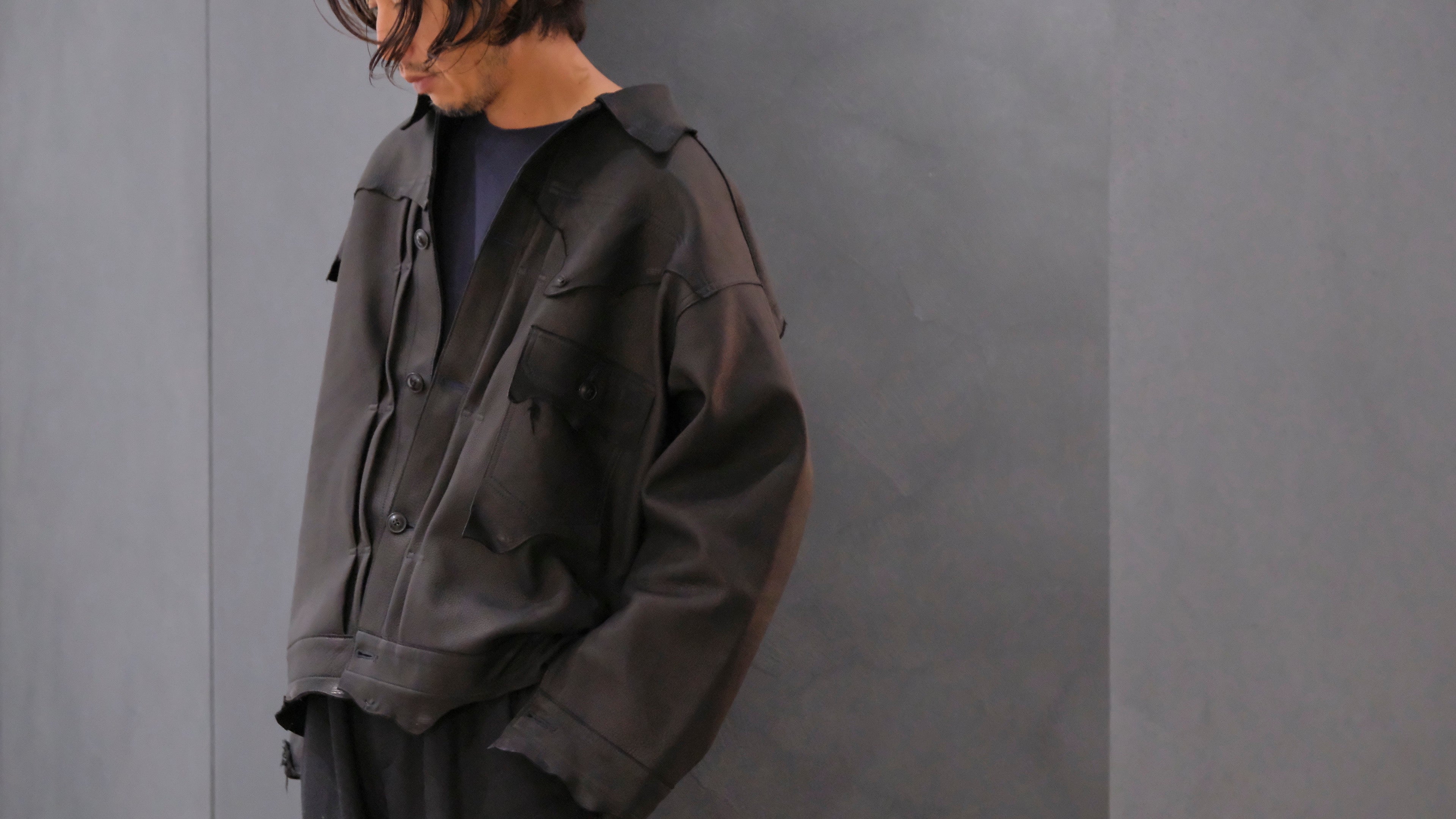 GOODKARMA DEVELOPMENT / Leather Blouse”DAVE” DEERSKIN / (Black