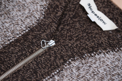 SLOPE SLOW/intarsia zip cardigan/Seven colors NZ wool