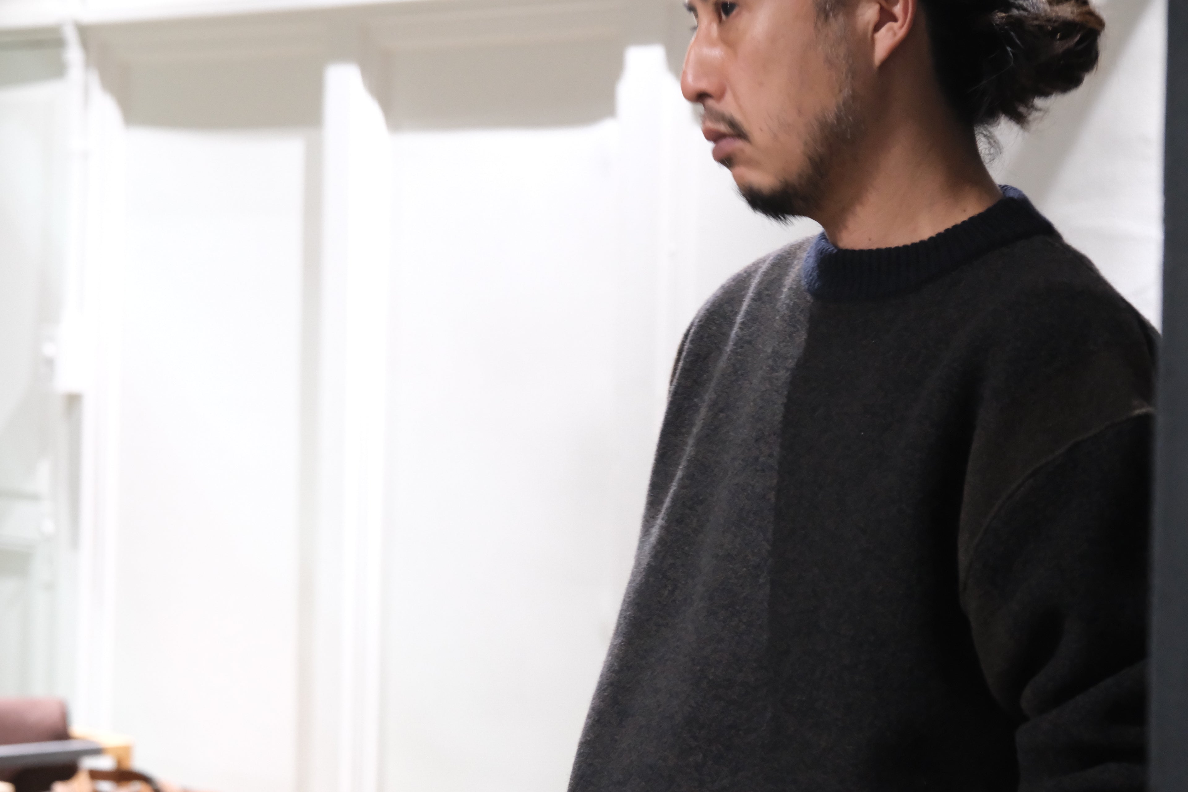 Slope slow /BICOLOR CREWNECK SWEATER – Lister