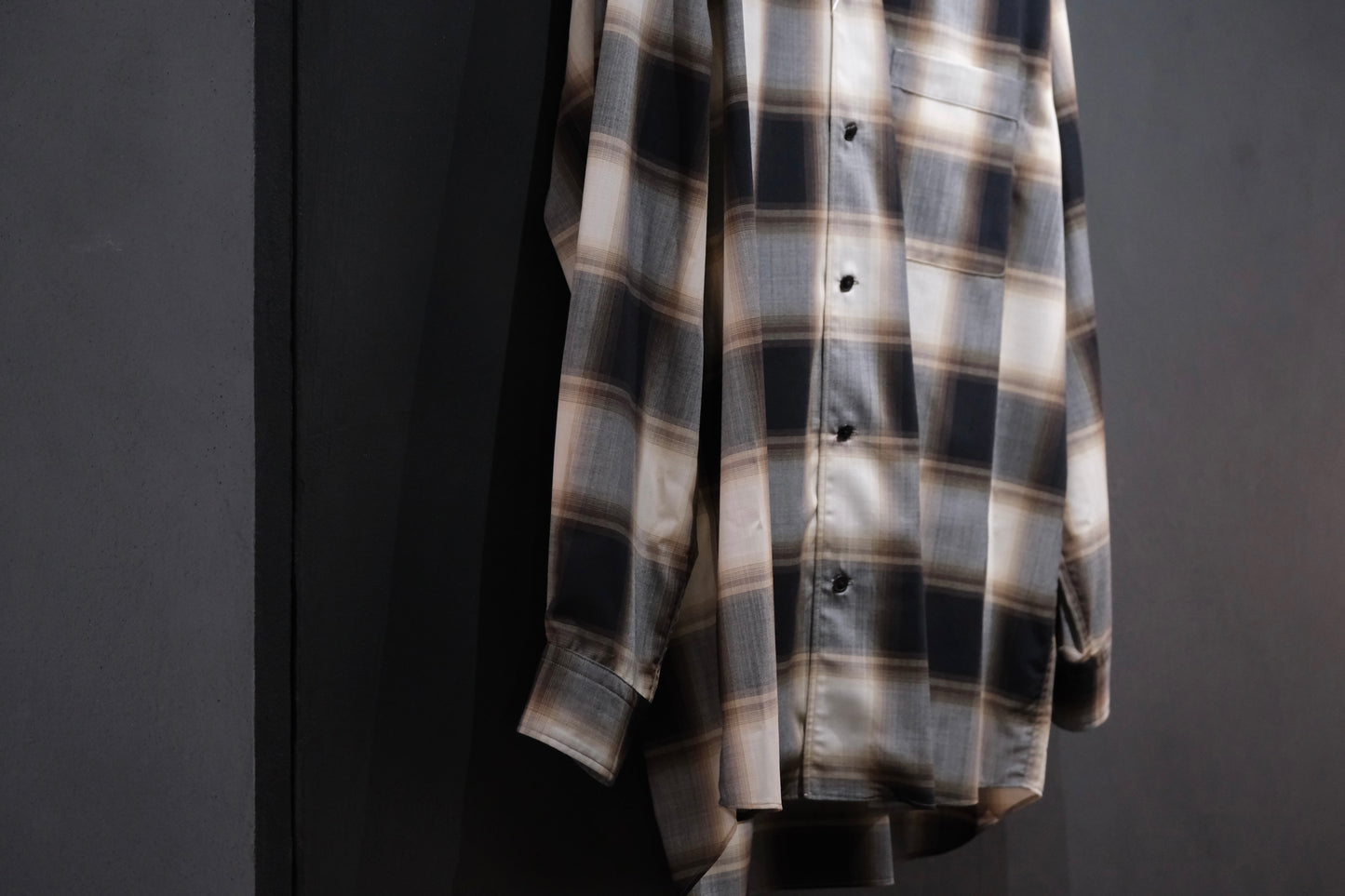 nonnotte/Calm Oversized Open Collar Shirt/Eau de Chemise/W N Ombre Check
