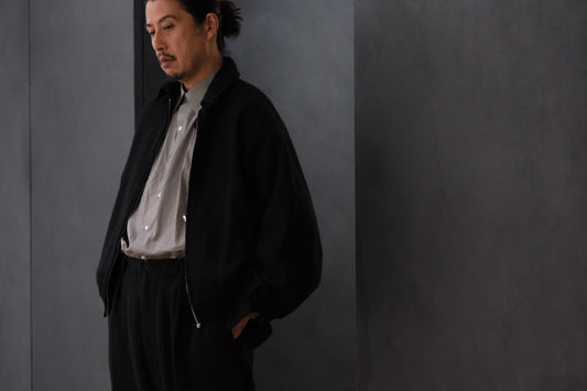 nonnotte/Draping Big Yoke Raglan Drizzler Jacket/N Tweed 002