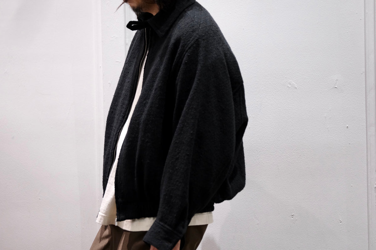 nonnotte/Draping Big Yoke Raglan Drizzler Jacket/N Tweed 002