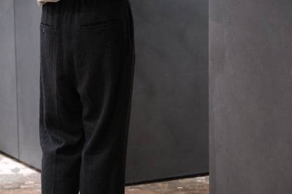 nonnotte/Elastic In-Tuck Wide Tapered Trousers/N Tweed 002