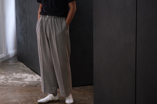 nonnotte/Elastic In-Tuck Wide Tapered Trousers/Super 120’s Air Inlay Melton