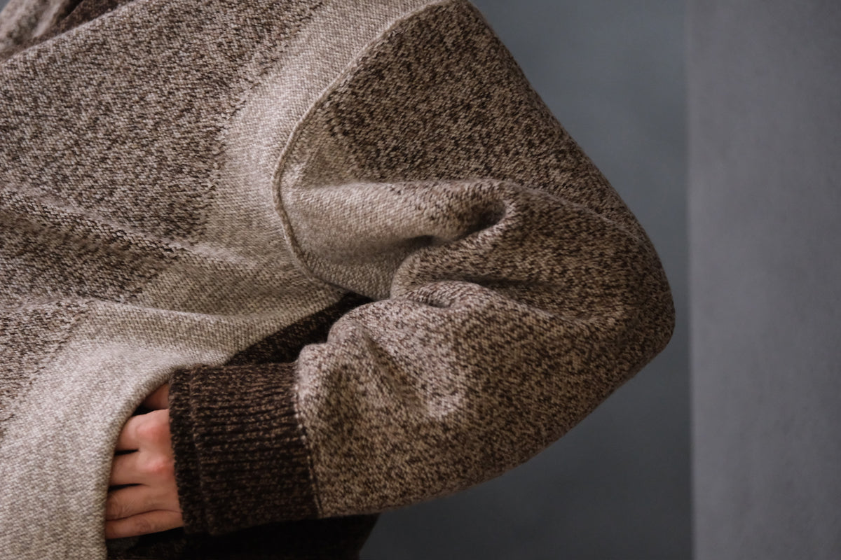 SLOPE SLOW/intarsia zip cardigan/Seven colors NZ wool
