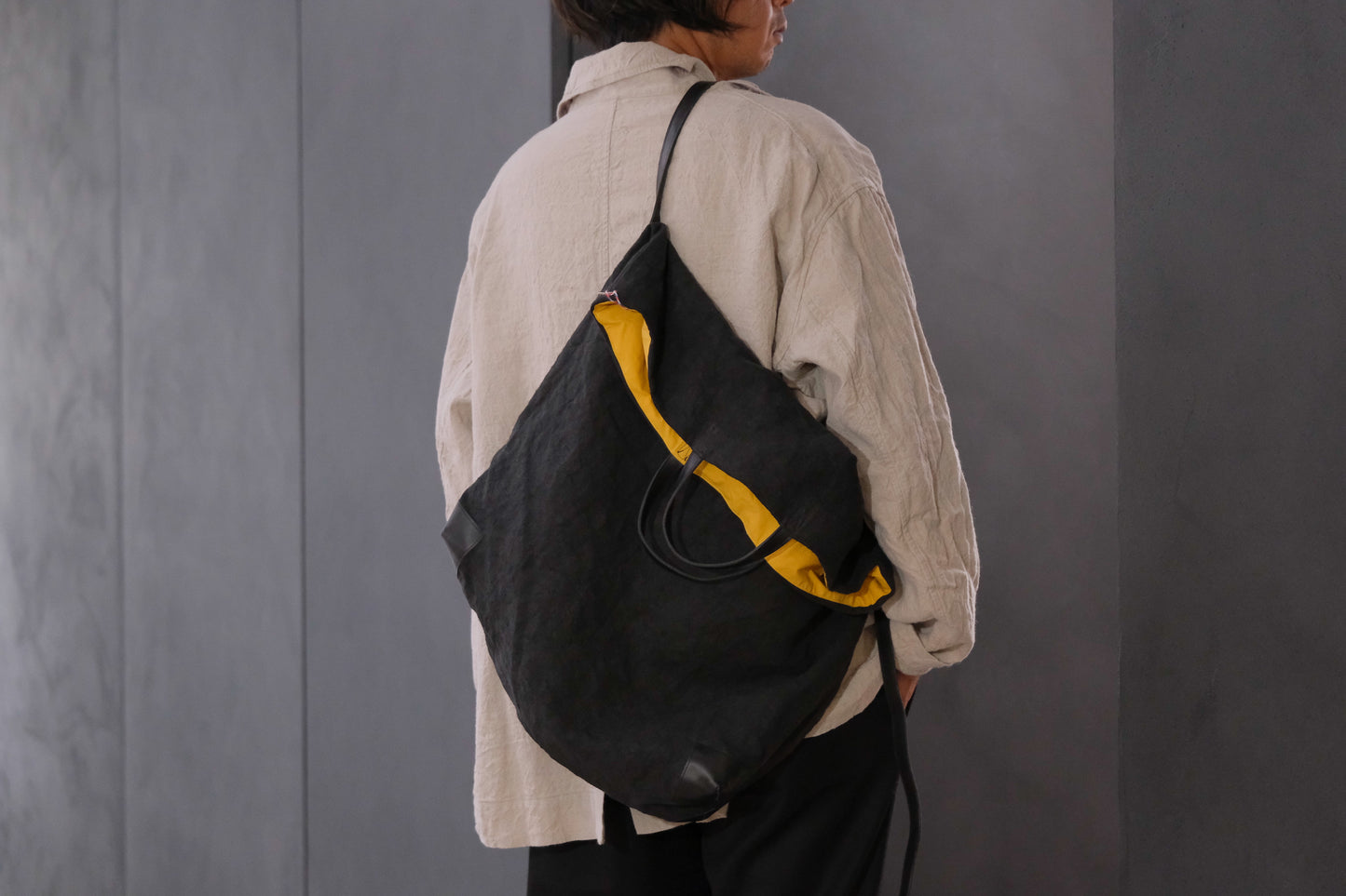 Chez VIDALENC × Marlène Coudeville  /  BAG GIPSY XL /  ANCIENT LINEN BLACK