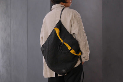 Chez VIDALENC × Marlène Coudeville  /  BAG GIPSY XL /  ANCIENT LINEN BLACK