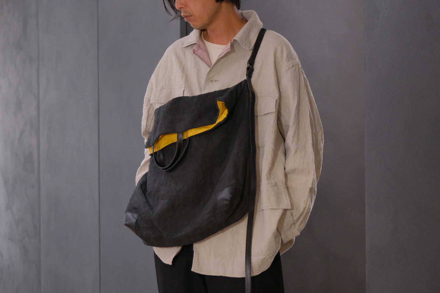 Chez VIDALENC × Marlène Coudeville  /  BAG GIPSY XL /  ANCIENT LINEN BLACK