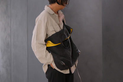 Chez VIDALENC × Marlène Coudeville  /  BAG GIPSY XL /  ANCIENT LINEN BLACK