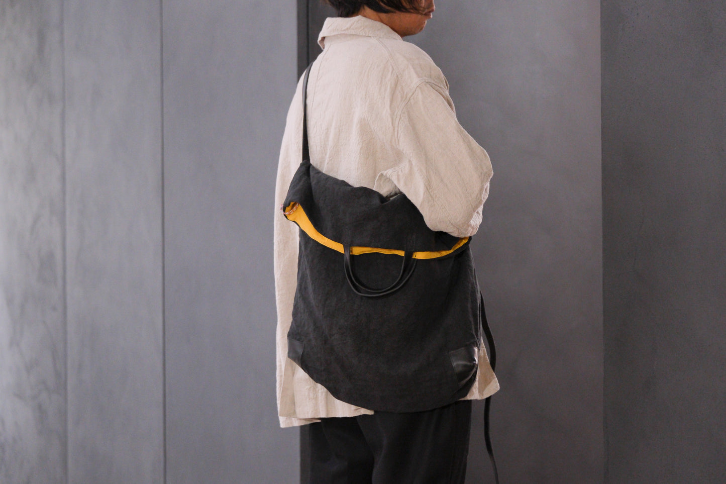Chez VIDALENC × Marlène Coudeville  /  BAG GIPSY XL /  ANCIENT LINEN BLACK