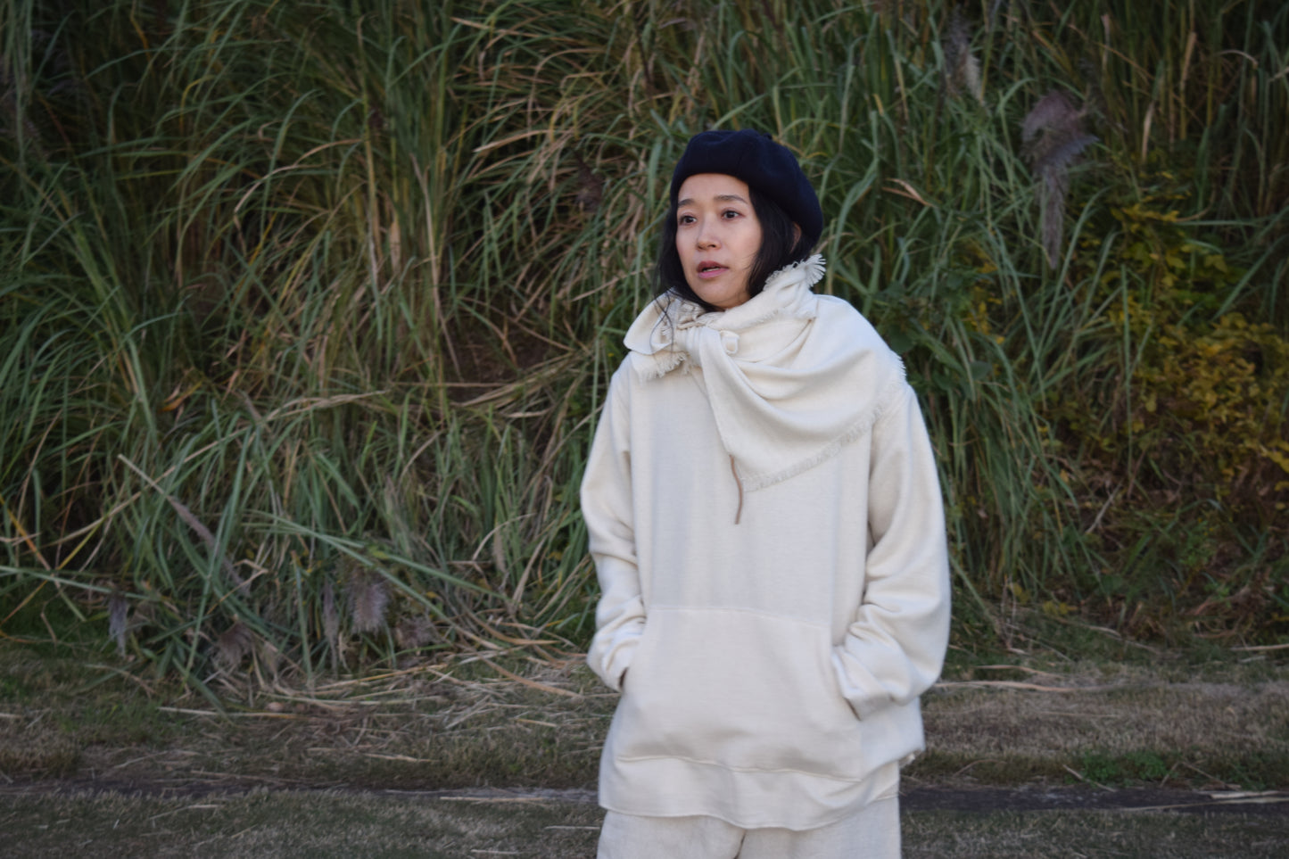 wright./Pullover gauze parka(Cashmere blanket soft twist / Organic cotton double gauze)