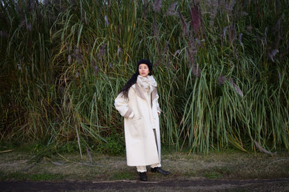 wright./Oversized reversible hooded A-line coat