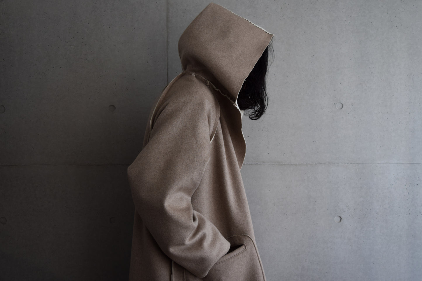 wright./Oversized reversible hooded A-line coat