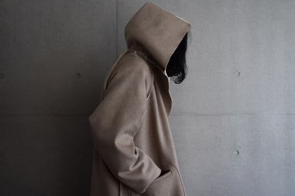 wright./Oversized reversible hooded A-line coat