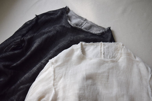 【受注商品】wright./Reversible gauze shirt (High density linen gauze / Organic cotton double gauze)