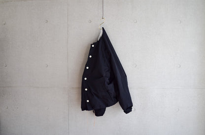 【受注商品】wright. / No-coller coach jacket (Hight density nylon taffeta coating / European vintage linen Sumi ink dye )