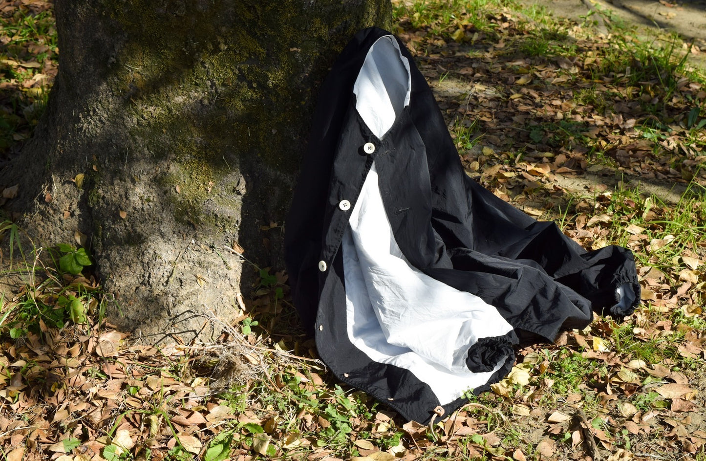 【受注商品】wright. / No-coller coach jacket (Hight density nylon taffeta coating / European vintage linen Sumi ink dye )