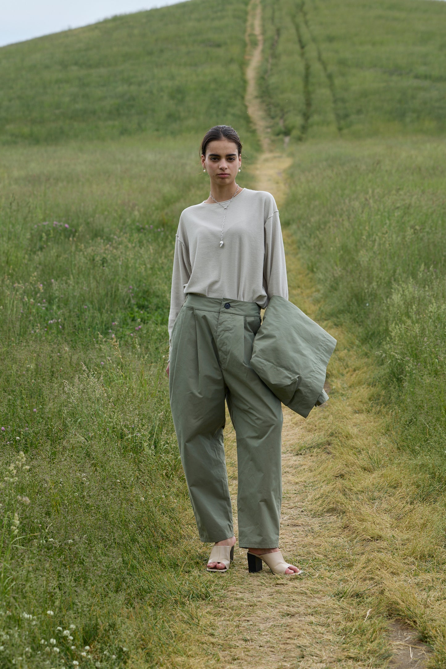 POSTELEGANT/ High Count Cotton Trousers