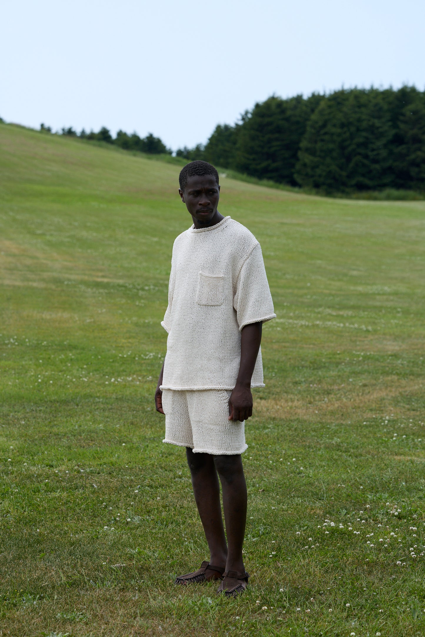 POSTELEGANT / Washi Paper Cotton Hand Knit Pull-Over / Ecru