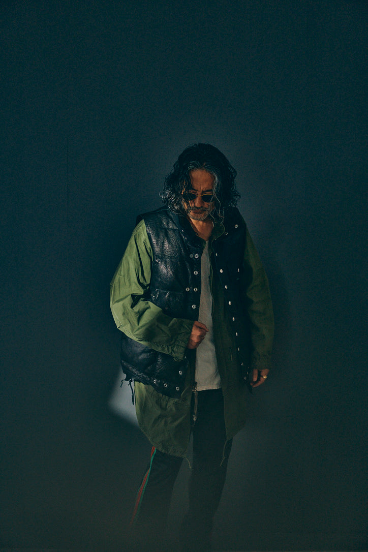 GOODKARMA DEVELOPMENT/Leather Down Vest"GRIZZLY"