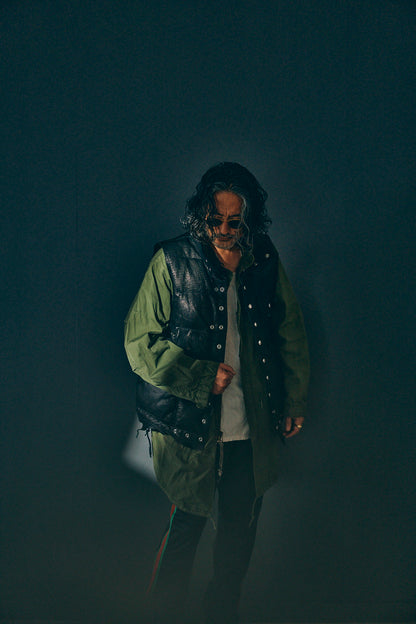 GOODKARMA DEVELOPMENT/Leather Down Vest"GRIZZLY"