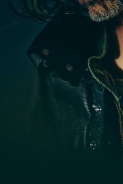 GOODKARMA DEVELOPMENT/Leather Down Vest"GRIZZLY"