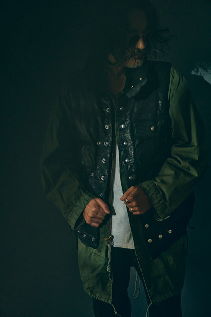 GOODKARMA DEVELOPMENT/Leather Down Vest"GRIZZLY"